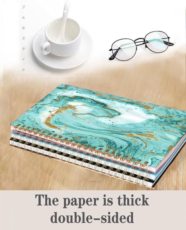 Spiral Journal Notebook,A5 Hardcover Lined Journals for Women Girl 6 x 8.3 in,120 Pages Thick Paper,Cute College Ruled Writing Notebook for Gifts Office Work School(Trendy Green Marble)