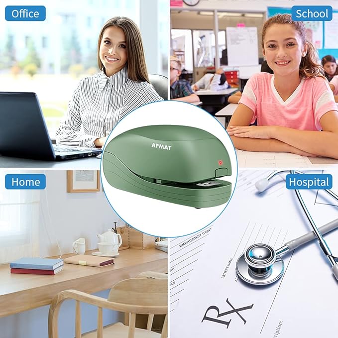 AFMAT ES06 Electric Stapler for Desk, Automatic Stapler Desktop, 25-Sheet Office Staplers Electric, AC or Battery Powered Staplers Heavy Duty Office Use, with Reload Reminder & Release Button