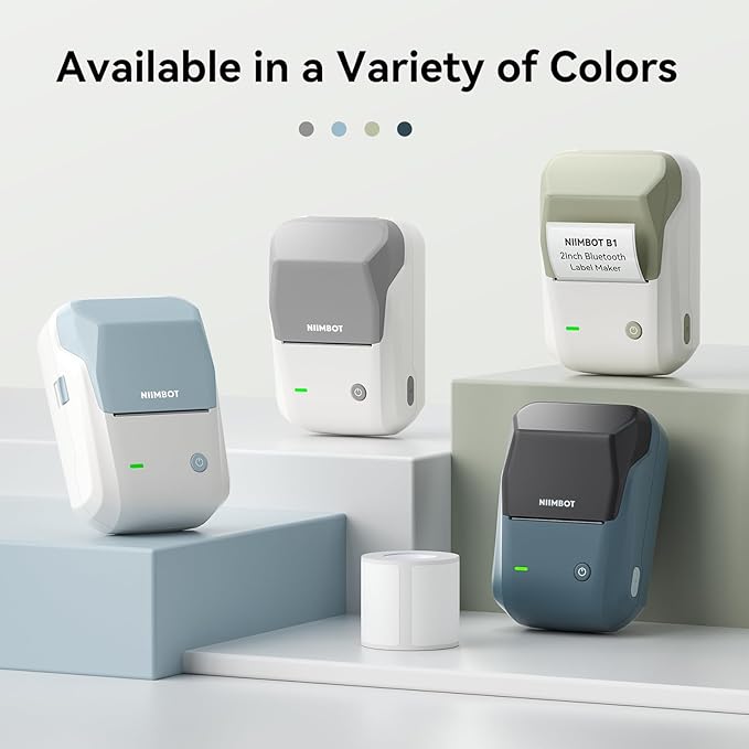 NIIMBOT B1 Label Maker Machine with Tape, Thermal Label Printer Easy to Use for Office, Home, Business, 2 Inch Label Maker with 2'' x1.18'' Labels