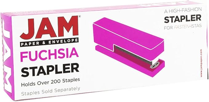 JAM PAPER Office & Desk Sets - 1 Stapler & 1 Tape Dispenser - Fuchsia - 2/Pack