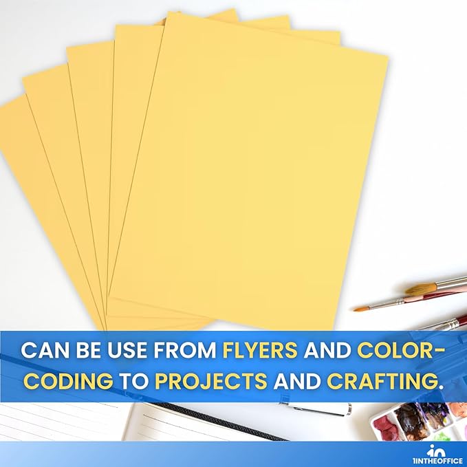 1InTheOffice Yellow Copy Paper, Printer Paper, Colored Copy Paper, 20 lbs., 8.5" x 11", 20 lbs., 500 Pack