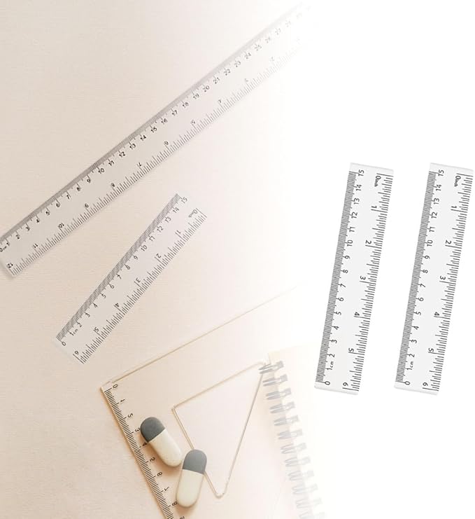 4 Pack Clear Plastic Straight Rulers, Clear Ruler Bulk, Transparent Ruler with Centimeters and Inches, for Class, Office (6 inch)