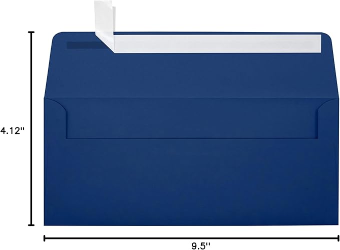 LUXPaper #10 Business Envelopes | Peel & Press | 4 1/8" x 9 1/2" | Navy Blue | 80lb. Text | 250 Qty