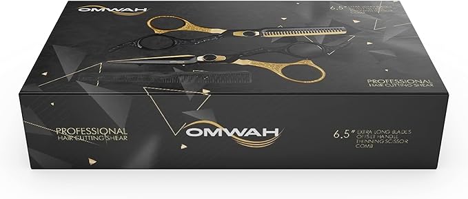 OMWAH - Professional 7.5" Hair Shear Made of Premium 440c Japanese Steel Scissors for Barbers and Salon Extreme Sharpness (Hair Scissors and Thinners Kit)
