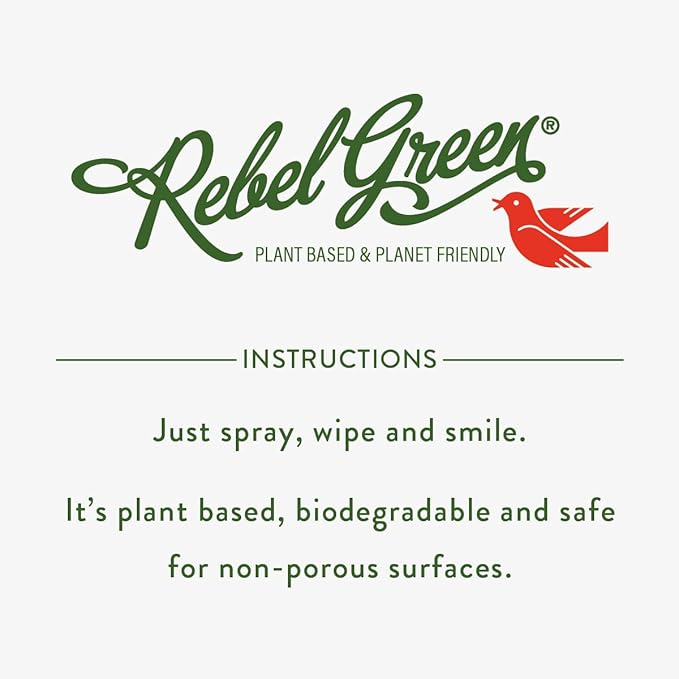 Rebel Green Natural 16 oz All-Purpose Cleaning Spray with 64 oz Refill Bottle - Plant-Based Multi-Surface Cleaner for Kitchen, Bath, Countertops and More - Lavender & Grapefruit Scent