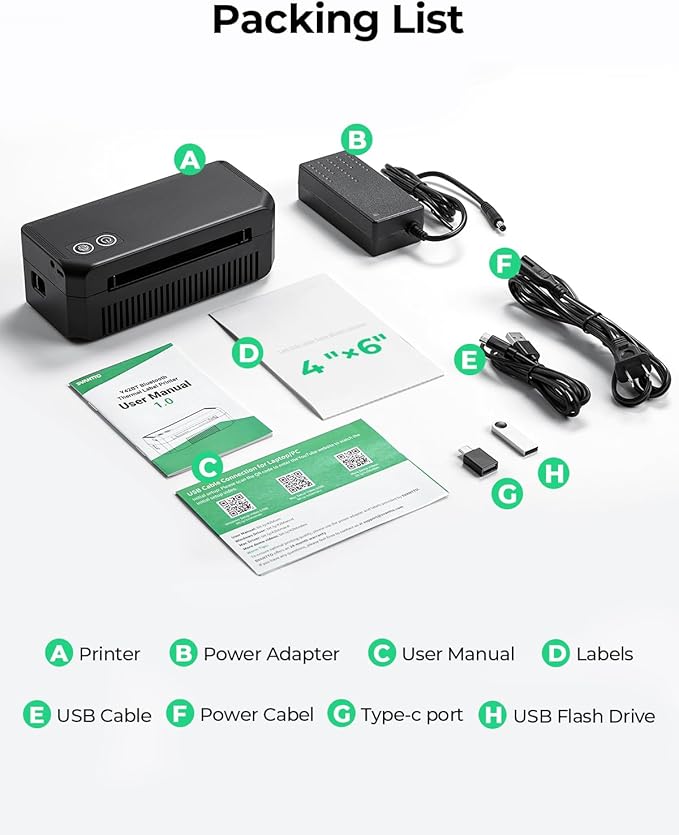 SVANTTO Y42BT Bluetooth Thermal Label Printer, 4x6 Shipping Label Printer for Small Business, Compatible with iOS, Android, Windows, Mac, Amazon, Ebay, Shopify, USPS, UPS, Etsy, Black