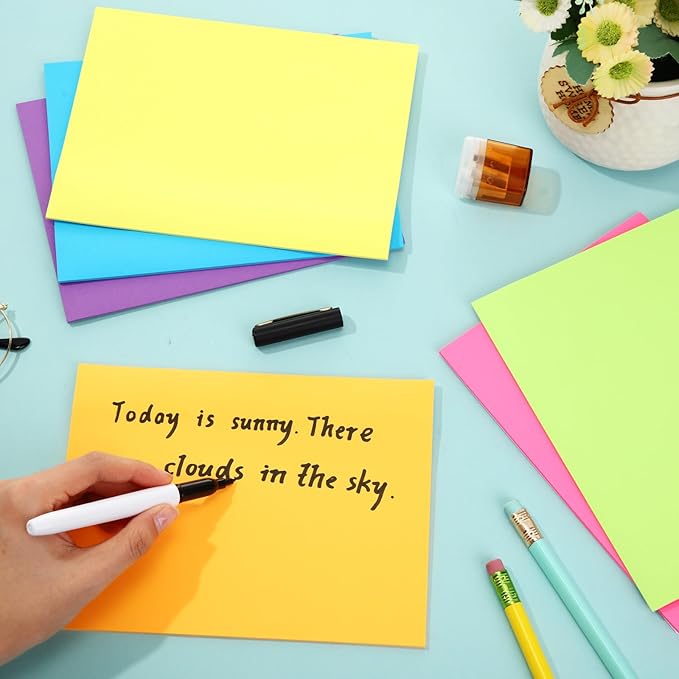 Zubebe 12 Pads 8 x 6 Inch Sticky Notes Bright Colors Sticky Pads Large Self Stick Note Pads Square Memo Post Stickies for Home Office School, 25 Sheets/Pad