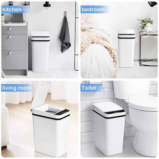 Bathroom Smart Touchless Trash Can 2.2 Gallon Automatic Motion Sensor Rubbish Can with Lid Electric Narrow Small Garbage Bin for Kitchen, Office, Living Room, Toilet, Bedroom, RV