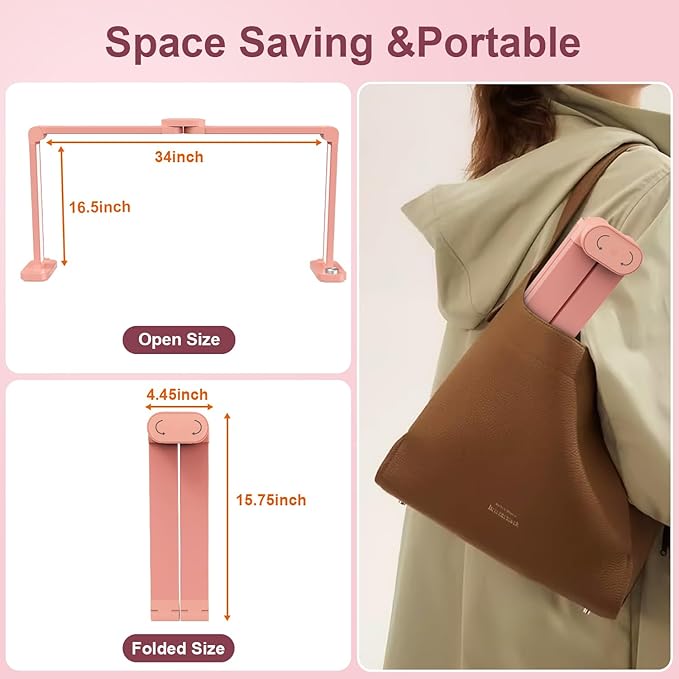 iVict Premium Large Nail Desks Light, 34" Foldable Lash Light for Eyelash with Phone Stand, 0-100% Adjustable Brightness, 3000K-6000K Color Temperature Led Desk lamp for Nail(Pink)