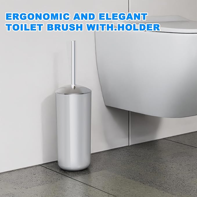 Brown Toilet Brush and Holder Set, 2 Pack – Toilet Brush Brown with Stainless Steel Handle, Non-Scratch Bristles, Compact and Drip-Free, Toilet Bowl Brush for Bathroom and Home Use
