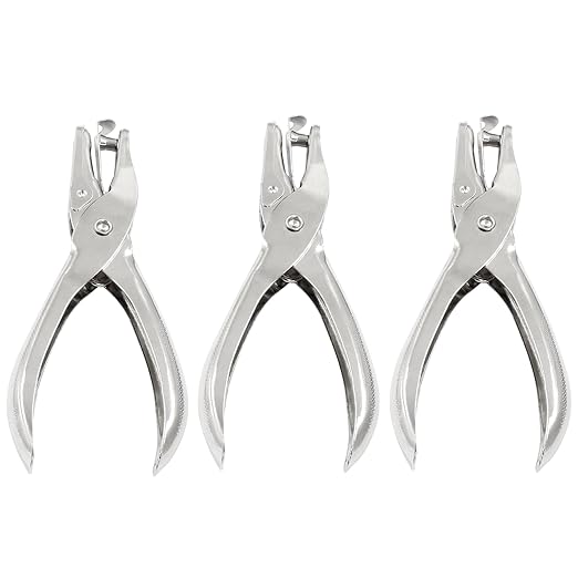 3Pcs 1/4”/ 6mm Small Mini Metal Hole Punchers Tiny Circle Shaped Hole Handheld Paper Punch Punchers for Greeting Cards, Paper, Invitations, 8 Sheet Punch Capacity