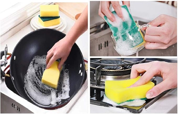 Sponge Individually Wrapped,Kitchen Dishwashing Sponge Scouring Pad Dishcloth Suitable for Travel Apartments Set of 24 PCS