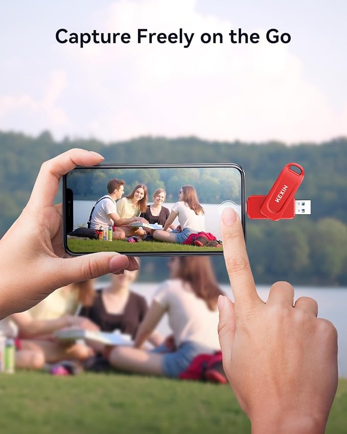 KEXIN 128GB USB C Flash Drive Dual USB Drive 3.0 USB-A & Type-C Thumb Drive Up to 100MB/s Swivel for Smartphone Tablet iPhone 15/16 Car Game Console, 128GB Red