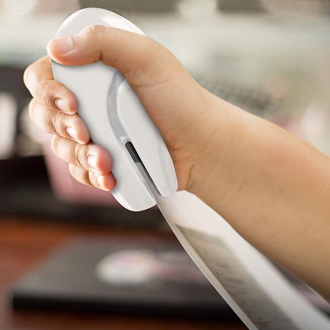 Plus Paper Clinch Compact Staple-Free Stapler, Ivory White