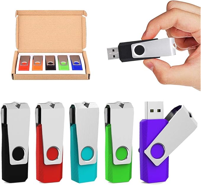 Aiibe 5 Pack 16GB USB Flash Drive 16 GB Flash Drive USB 2.0 Thumb Drive Pack Reliable Flash Disk Memory Stick USB Drives with Led Light (16G, 5 Colors: Black Red Cyan Green Purple)