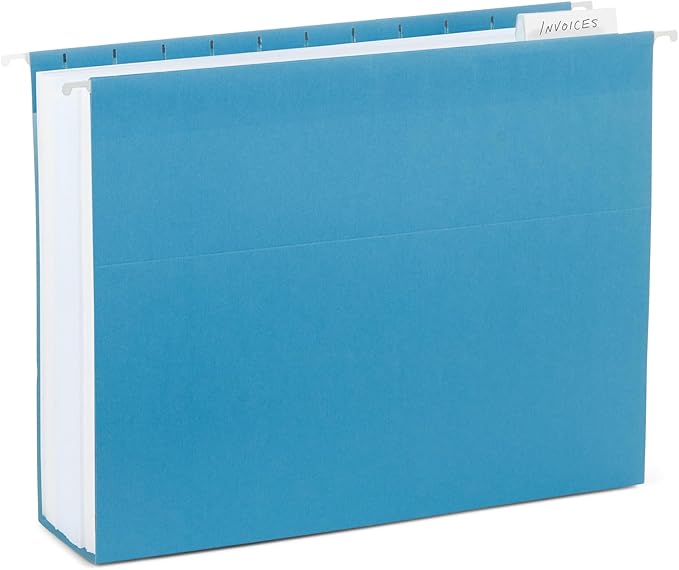 Blue Summit Supplies 25-Pack Letter Size Expandable Hanging File Folders - Assorted Colors, 11PT Paper