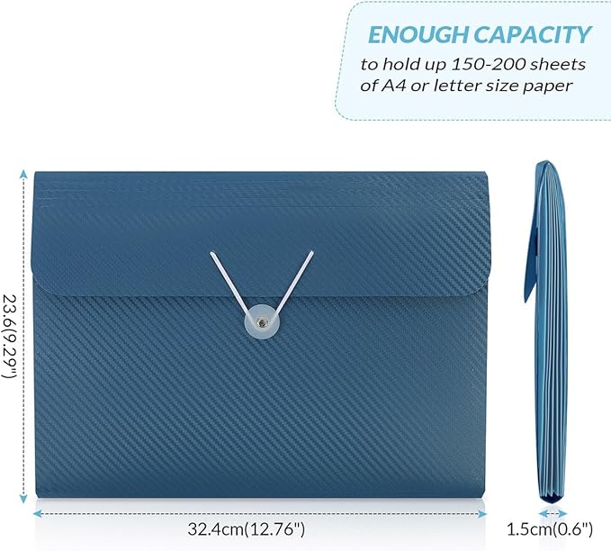 SKYDUE Accordion File Organizer, Expanding File Folder with 7 Pockets, Portable Receipt Paper Documents Organizer, Letter Size Filing Folder School Office Supplies, Dark Blue