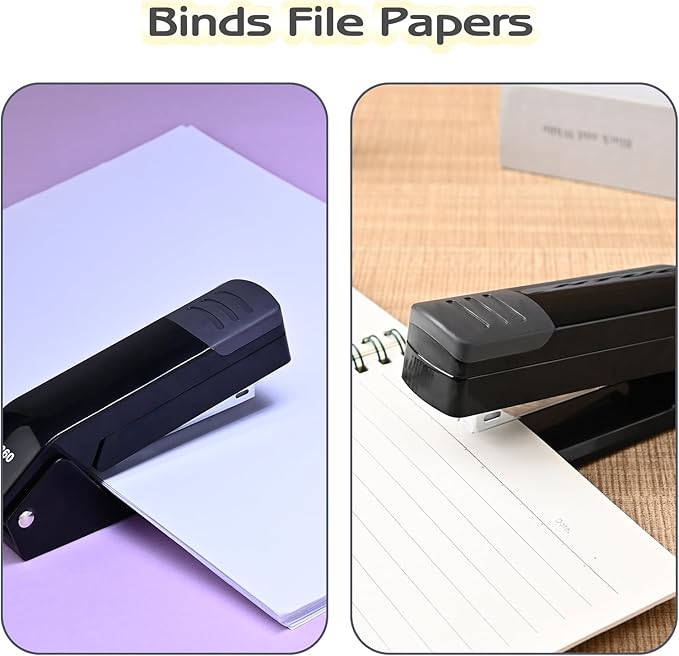 M&G Cute Swing-Arm Swivel Stapler with 1000 Staples, 360 Degree Rotate Desk Stapler, 25 Sheets Capacity, Jam Free, Desktop Stapler for Book and Booklet Binding (Black)