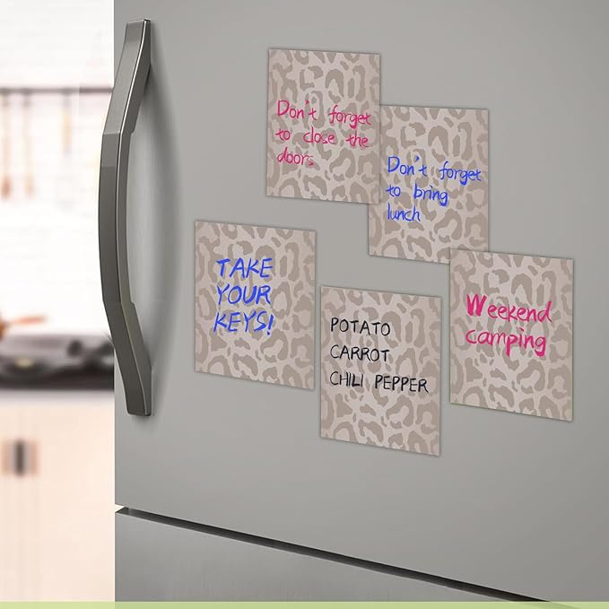 2 Pack Sticky Notes 3x3 Inches, Bright Cute Strong Sticking Power, Easy to Post for Home, Office, 80sheets/Pads, Black Leopard Print