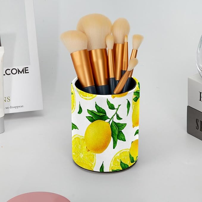 Pen Holder for Desk, Fruit Citrus Yellow Lemon Pencil Holder, Cup Holder for Desk Office, Pen Organizer