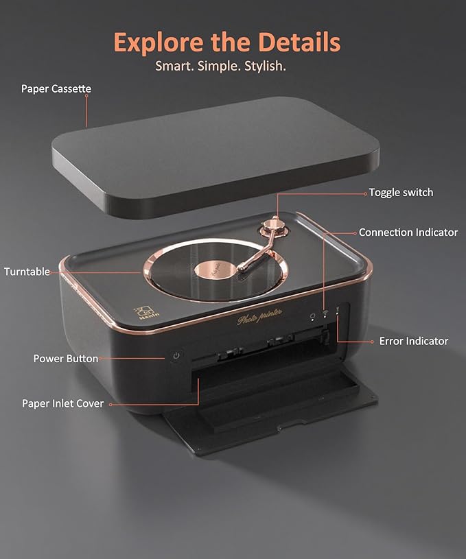 CP6000 4x6 Photo Printer with 20 Sheets & 1 Ribbon, Full-Color Thermal Dye Sublimation Wi-Fi Printing, Portable Instant Picture Printer for iPhone/Android, AR Video, Fun App, Home Use, Black