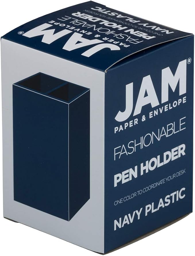 JAM Paper Plastic Pen Holder - Navy Blue - Desktop Pencil Cup Sold Individually