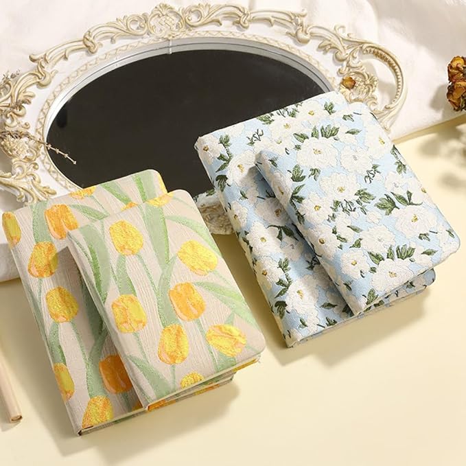 Small Journal for Women, Floral Notebook, B6, 5x7, Ruled Notebook & Blank Sketchbook, Embroidered Journal, Hardcover, Lay Flat, Personal Writing Journal for Women, Cute Journal, Tulip Flower