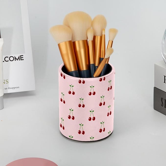 Cherry Pencil Box, Multiple-Use Desk Writing Stationary Organizer Pen Holder Cups Office School Supplies Storage