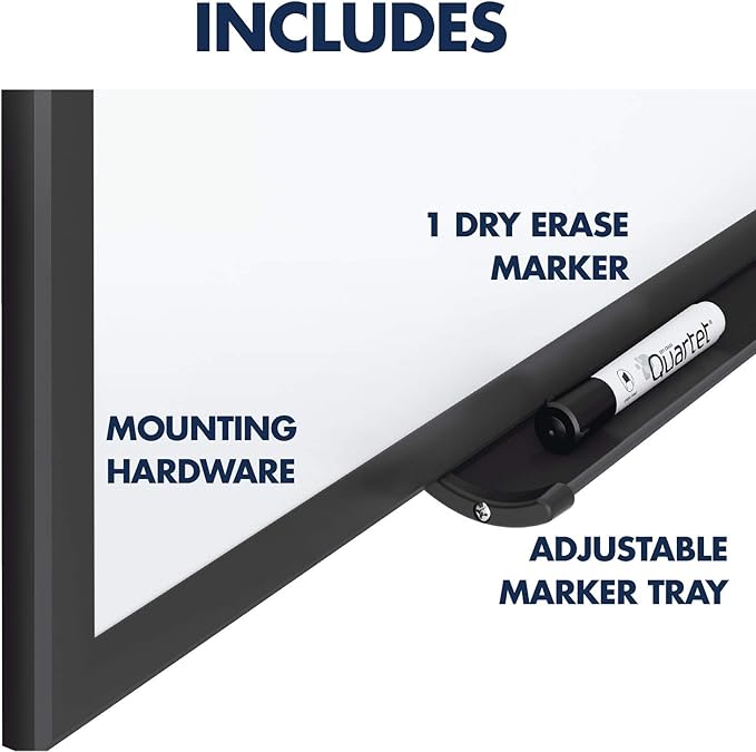 Quartet Whiteboard, Non-Magnetic Dry Erase White Board, 8' x 4', Total Erase, Black Aluminum Frame (S538B)