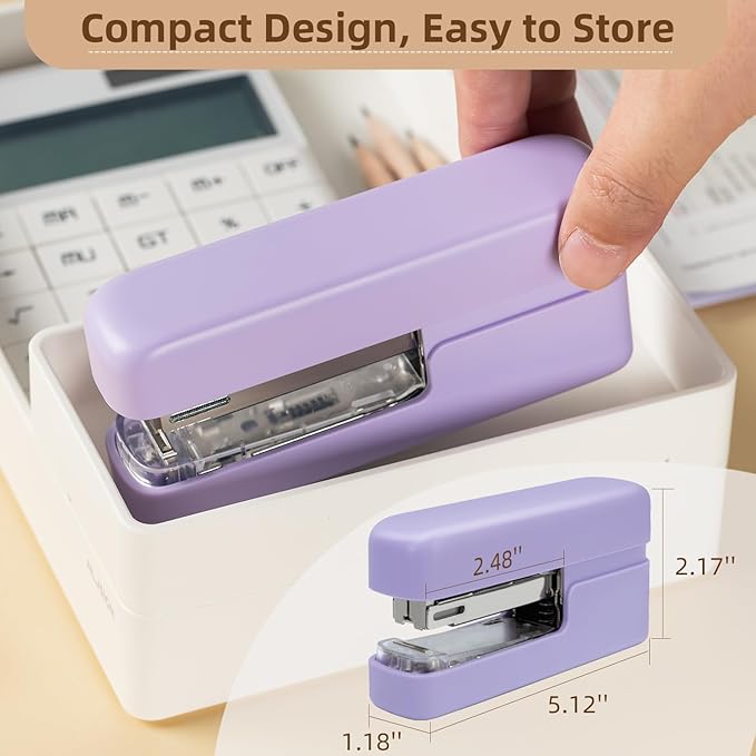 deli Stapler, Desktop Staplers with 1660 Staples and Integrated Staple Remover, 40 Sheet Capacity Office Stapler, 2 Pack, Purple
