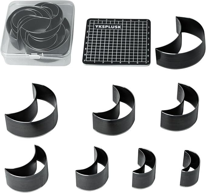 Leather Hole Cutter Tools Set, 8 Pieces Moon Shape Punch Tools 20 25 30 35 40 45 50 55mm, High Carbon Steel Leather Cutting Dies - Leather Hole Punch Tool Kit for DIY Crafts