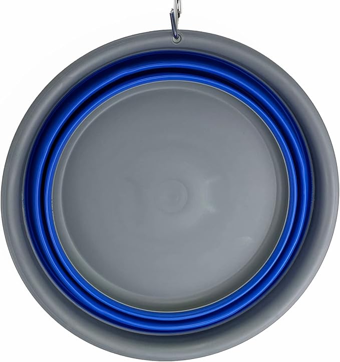 SAMMART 7.5L (1.98 Gallon) Collapsible Tub - Foldable Dish Tub - Portable Washing Basin - Space Saving Plastic Washtub (Grey/Purplish Blue)