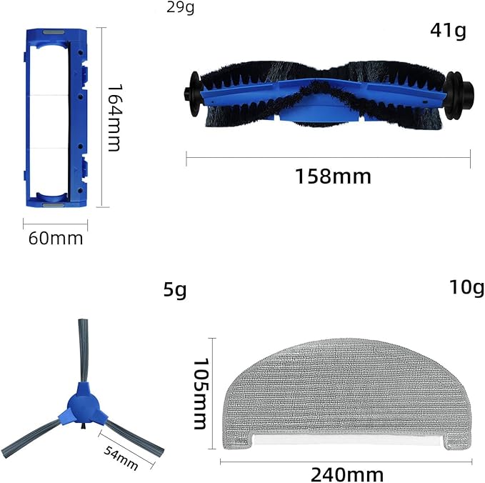 HMHAMA Robot Vacuum Cleaner Replacement Parts for Eufy G40 G40 Hybrid+ Accessories Kit with 2 Roller Brush