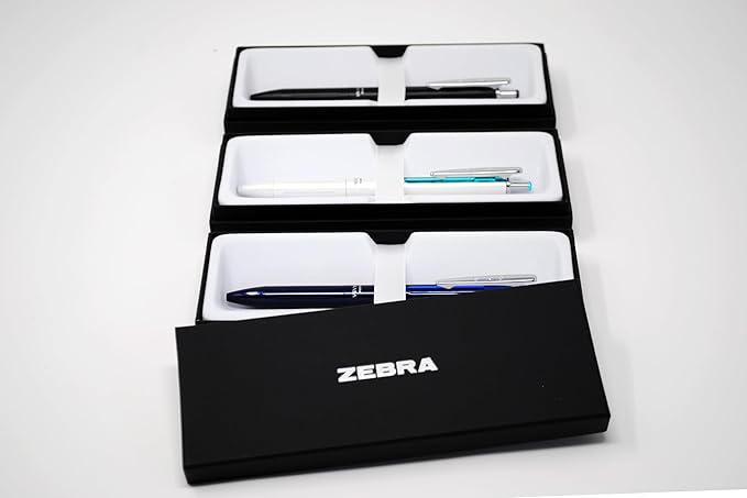 Zebra Pen Sarasa Grand Retractable Gel Pen Gift Set, White/Black/Navy Barrel, Medium Point, Black Ink, 3-Pack (45373)