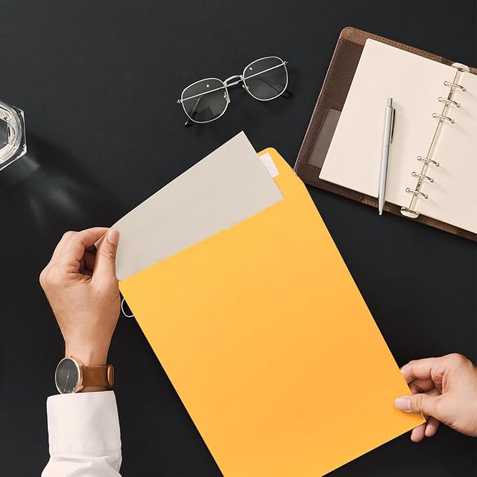 6x9 Self-Seal Envelopes 50 Pack - Manilla Catalog Mailing Envelopes for Photos, Cards, Documents