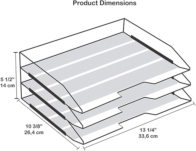 Acrimet Stackable Letter Tray 3 Tier Side Load, Plastic, Desktop File Organizer (White Color)
