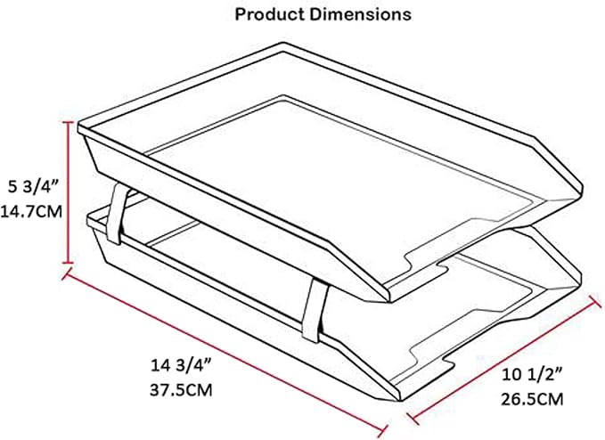 Acrimet Facility 2 Tier Letter Tray, Front Load, Letter Size/A4, Desktop File Organizer, Plastic (Clear Smoke Color)