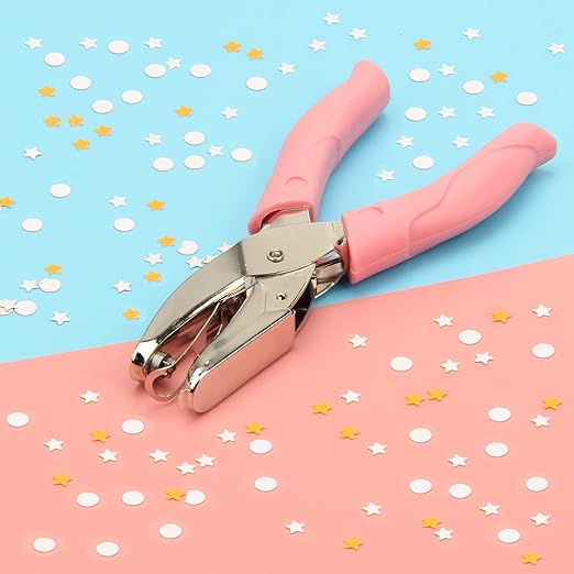 Star-Shape Handheld Hole Paper Punch, Pletpet Heart Hole Punch + Star Hole Punch 1/4 Inch Metal Single Hole Paper Punch, with Soft-Handled for Tags Clothing Ticket