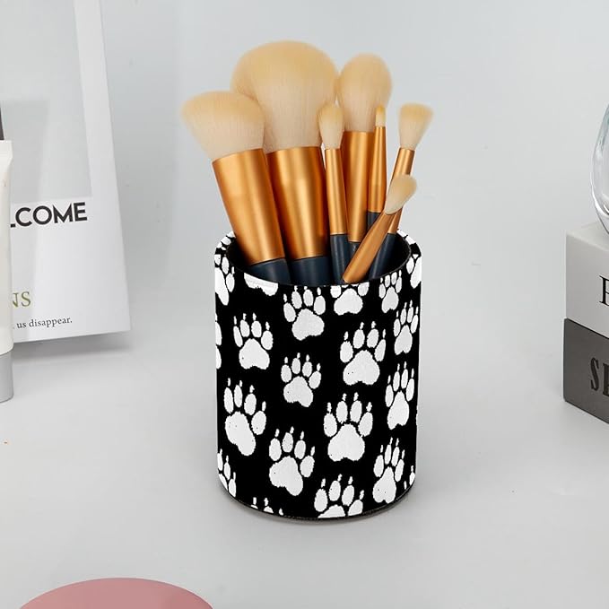 Pencil Cup Holder Desk Organizer, Pen Pot Pen Holder Container Desktop Stationery Organizer Table Flower Pot Makeup Brush Holder, chalk dog paw print
