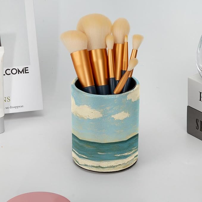 Pen Holder, Beach Birds East Coast Ocean (1) Pencil Holder for Desk Makeup Organizer Multifunctional Office Supplies for Home,Kids and School