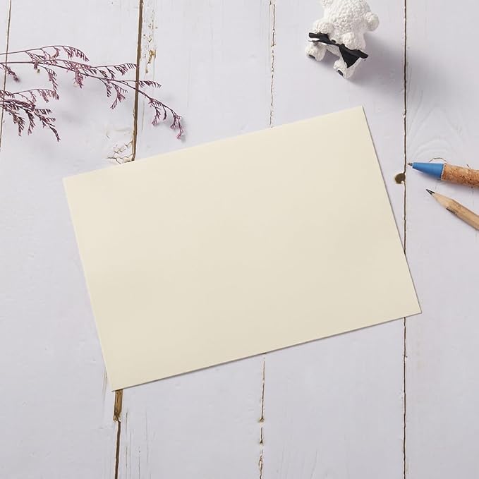 100 Pack Cream Color 4x6 Envelopes with Blank 4 x 6 Cards Self-Adhesive Business Envelopes Invitations Cards Envelopes (Cream, A4)