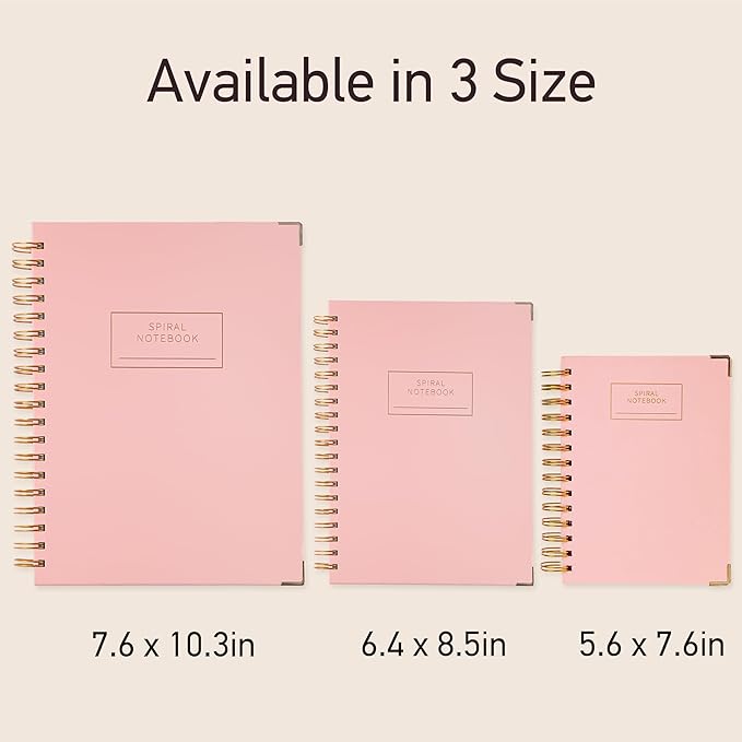 Yoment Hardcover Spiral Notebooks for Work School, B5 Journal Notebook with Tabs Dividers, Multi 5 Subject Notebook College Ruled, 240 Pages Lined Journal for Women, Pink