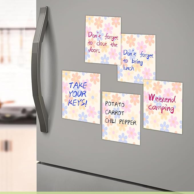 2 Pack Sticky Notes 3x3 Inches, Bright Cute Strong Sticking Power, Easy to Post for Home, Office, 80sheets/Pads, Colorful Flowers