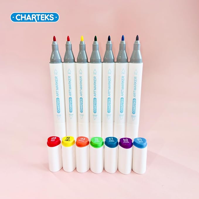 CHARTEKS 80 Colors Art Markers, Dual Tips Drawing Markers Set for Kids & Adults, No Bleed Through Coloring Marker Pens for Sketching, Bullet Journaling, Beginner Artist Supplies (Water-Based)