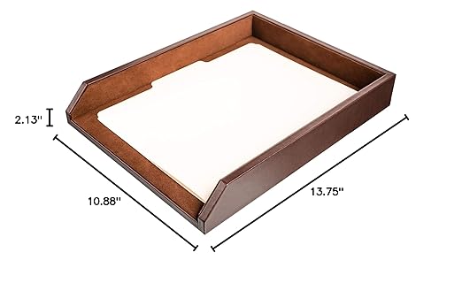 Dacasso Leather Desktop Letter Tray - Luxury Letter Holder & Paper Organizer for Desk - Office Organization & Executive Desk Decor - (Chocolate Brown)
