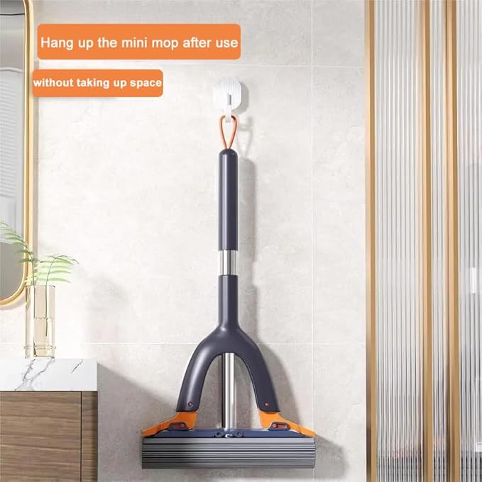 Mizivn Portable Self Squeeze Mini Mop, Small Mop Cleaning Sponge mop for kitchen Counter Desktop (Navy Blue)