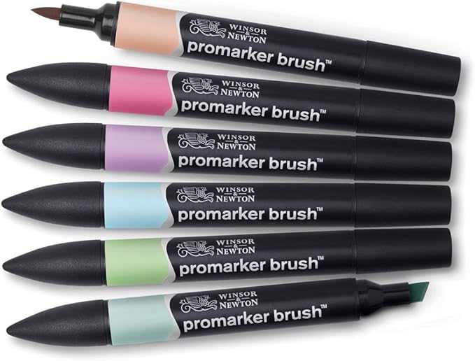 Winsor & Newton ProMarker Brush Set, 6 Count, Pastel Tones