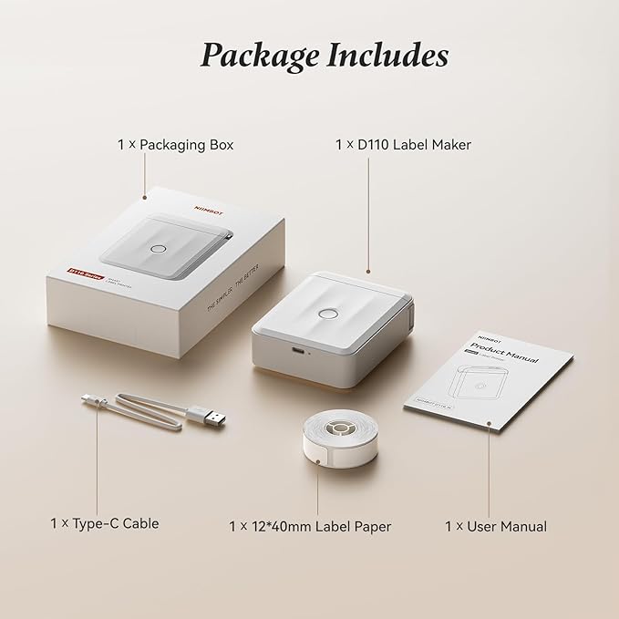 NIIMBOT Label Maker Machine Bluetooth Label Printer for School Home Office Organization, Mini Labeler D110 Label Machine with 3Rolls Labels