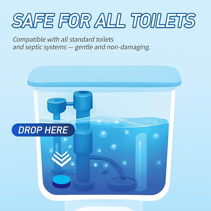 Toilet Bowl Cleaner Tablets 40 Pack, Long-Lasting Drop-in Tank Tablets with Sustained-Release Technology, Fight Tough Stains & Odors, Household & Commercial Use, Compatible with Most Toilets-Cleaning