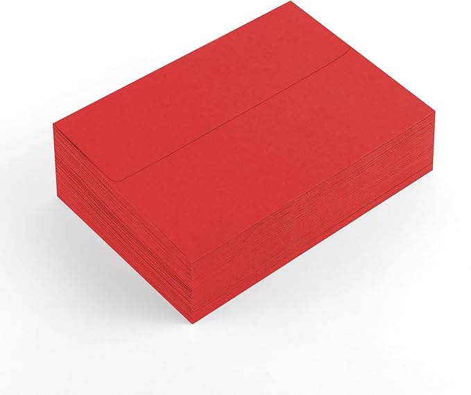 50 Pack 5x7 Envelopes, A7 Red Envelopes Self Seal, Printable Envelopes for Invitation, Baby Shower, Birthday Party, Wedding, Postcards, Mailing, Greeting Cards